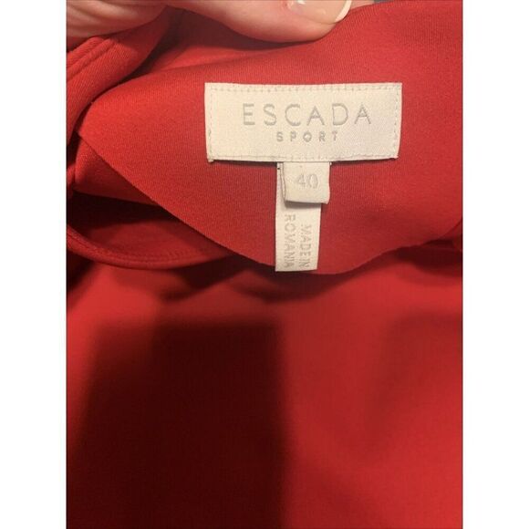 Escada Sport Authentic Red Black V Neck Short Sleeve Knee Length Dress 40 Medium - Picture 5 of 8